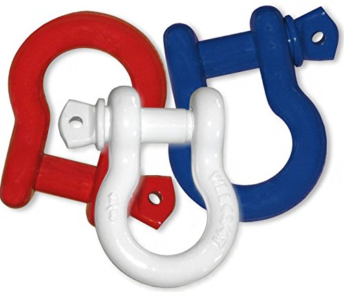 BILLET4X4 3/4 inch D-Shackles 4-3/4 TON – Old Glory RED, White & Blue Powdercoated (Set of 3) (4X4 Recovery)