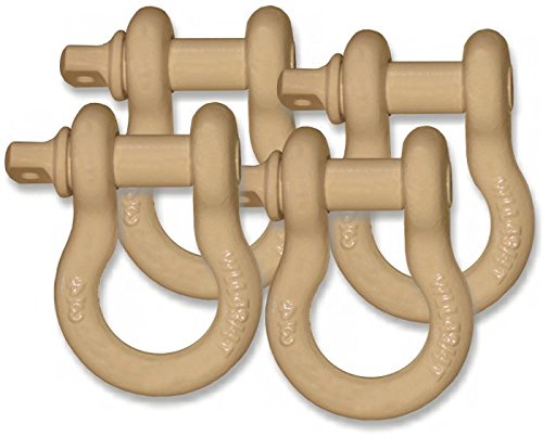 BILLET4X4 3/4 inch D-Shackles 4-3/4 TON – Desert Sand Powdercoated (Set of 4) (4X4 Recovery)