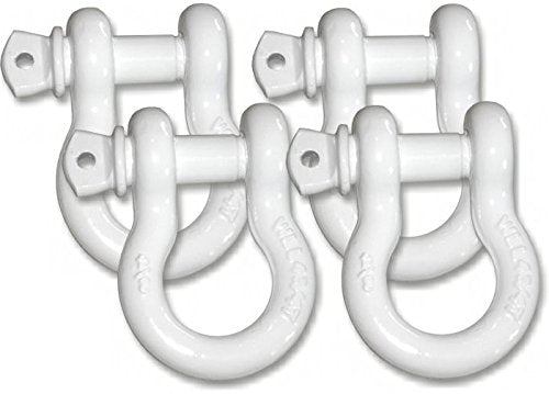BILLET4X4 3/4 inch D-Shackles 4-3/4 TON – Super White Powdercoated (Set of 4) (4X4 Recovery)