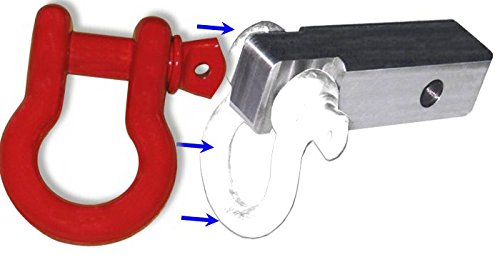 BILLET4X4 2 inch (Steel) Receiver Bracket w/ 4-3/4 TON Patriot RED Powdercoated D-Shackle (Off-Road Recovery)