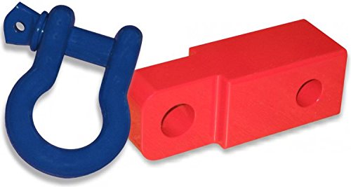 BILLET4X4 Patriot RED 2 inch (Steel) Receiver Bracket w/Old Glory Blue Powdercoated D-Shackle (Off-Road Recovery)