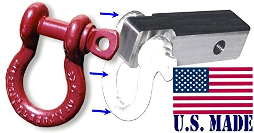 BILLET4X4 2 inch (Steel) Receiver Bracket w/ 4-3/4 TON Crosby McKISSICK D-Shackle & Locking Hitch Pin (Off-Road Recovery)