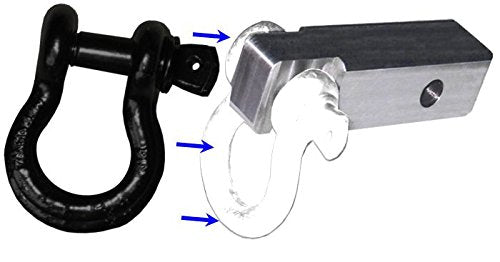 BILLET4X4 2 inch (Steel) Receiver Bracket w/ 4-3/4 TON Black Powdercoated D-Shackle (Off-Road Recovery)