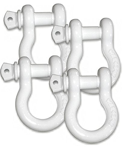 BILLET4X4 7/8 inch X-Large D-Shackles 6-1/2 TON – Super White Powdercoated (Set of 4) (4X4 Recovery)