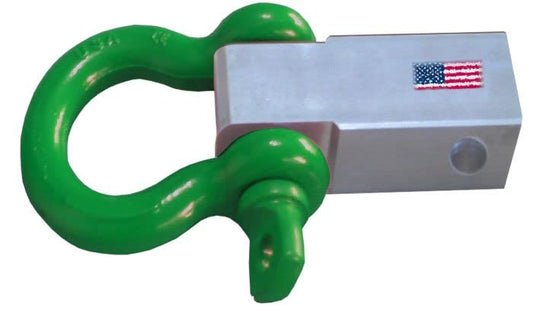 Yup It's Bigger! Class V 2-1/2" MEGA Bracket w/ 8-1/2 TON JD Green MEGA D-Shackle (4X4 Recovery)