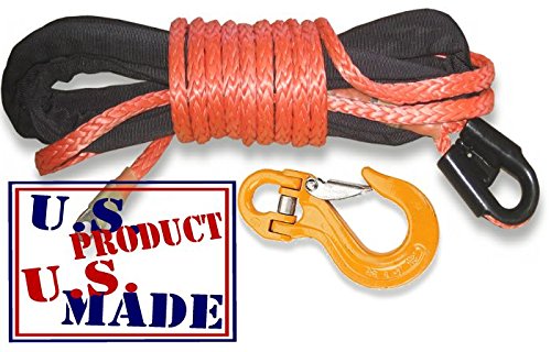 BILLET4X4 U.S. Made Synthetic Winchrope Kit - 3/8 inch x 100 feet with HD Winch Hook (4X4 Off-Road Vehicle Recovery)