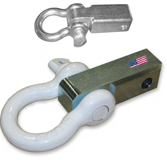 The Big One! MEGA Shackle Bracket (Steel) + Lockable PIN (w/ 8-1/2 TON 1 inch Super White MEGA D-Shackle) (Off-Road Recovery)