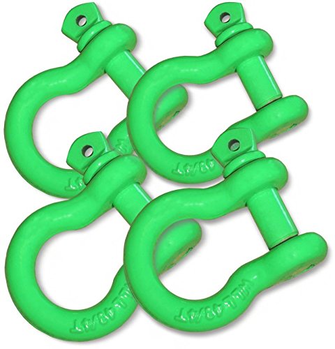 BILLET4X4 4-3/4 TON Powdercoated NEON Green - 3/4 inch D-Shackles – (Set of 4) (4X4 Vehicle Recovery)