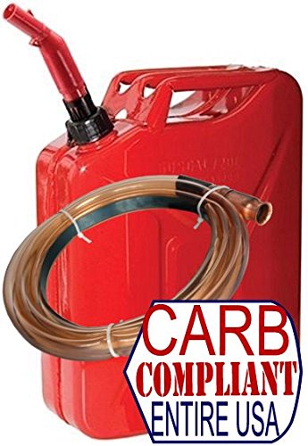 WEDCO 5 Gallon Gas CAN (CARB compliant all 50 states) with Self-Priming Fuel Siphon