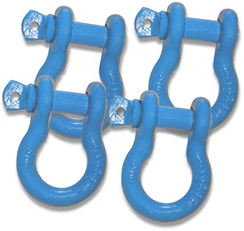 BILLET4X4 3/4 inch D-Shackles 4-3/4 TON – Hard HAT Safety Blue Powdercoated (Set of 4) (4X4 Recovery)