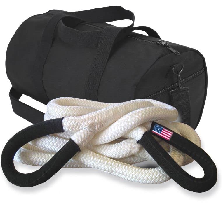 BILLET4X4 U.S. Made Kinetic Recovery Rope (Snatch Rope) - 1 inch X 30 ft (The Original) with Heavy-Duty Carry Bag (4X4 Vehicle Recovery)