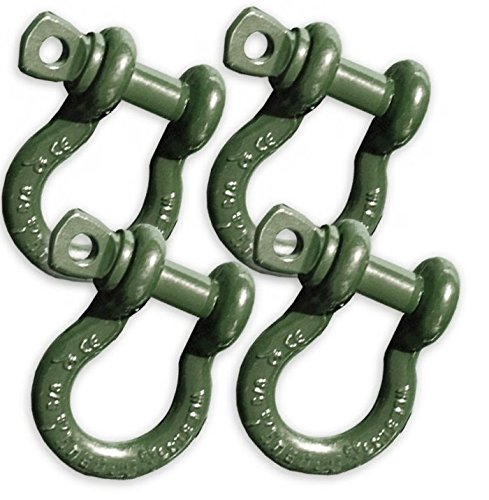 BILLET4X4 3/4 inch D-Shackles 4-3/4 TON – OD Military Green Powdercoated (Set of 4) (4X4 Recovery)