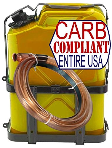 Universal JERRY CAN HOLDER with CLASSIC 5 Gallon NATO DIESEL Can (DOT, CARB and EPA approved for all 50 states) with Self-Priming Fuel Siphon