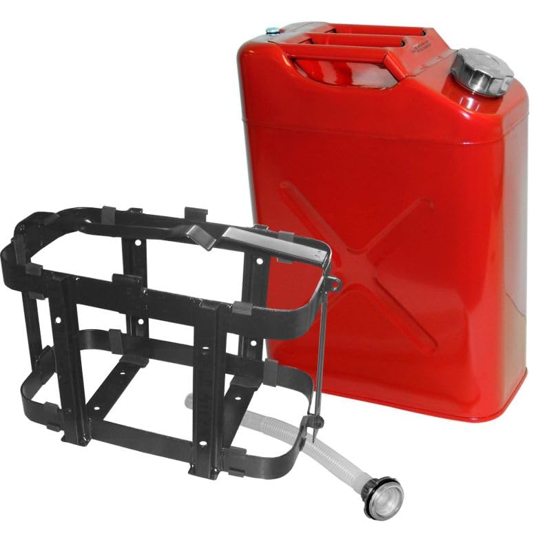 BILLET4X4 HD Jerry CAN Holder with Classic 5 Gallon Steel Jerry can - Gas - NATO Dimensions (CARB and EPA Approved for All 50 States)