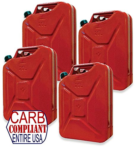 Set of 4 - CLASSIC 5 Gallon Steel Jerry cans - NATO Dimensions (DOT, CARB and EPA approved for all 50 states)