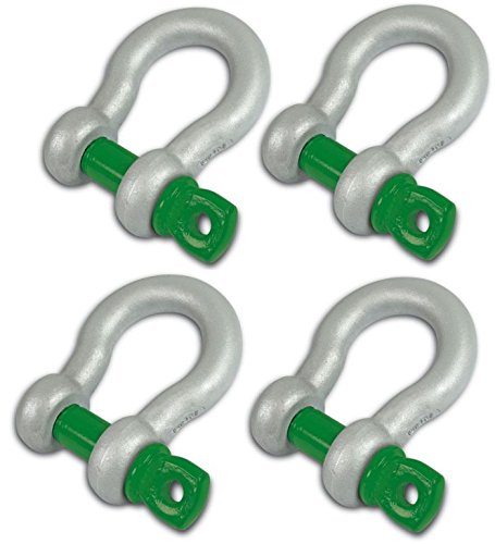 4-3/4 TON VanBeest 3/4 inch D-Shackles – Green Pin (Set of 4) (4X4 Recovery)