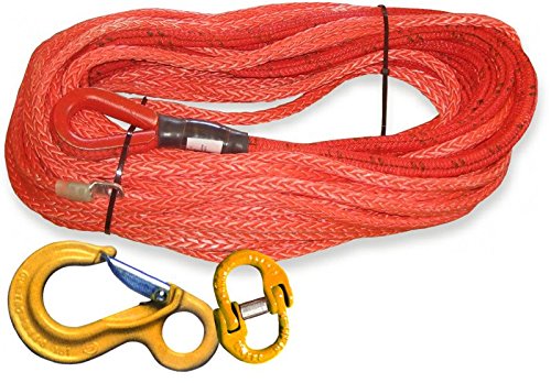 BILLET4X4 Safe-T-Line Wood Chipper Log-Winching Rope - 3/8 inch x 50 feet (U.S. Made) with Xtreme-Duty Winch Hook