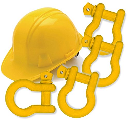 BILLET4X4 3/4 inch D-Shackles 4-3/4 TON – Hard HAT Safety Yellow Powdercoated (Set of 4) (4X4 Recovery)