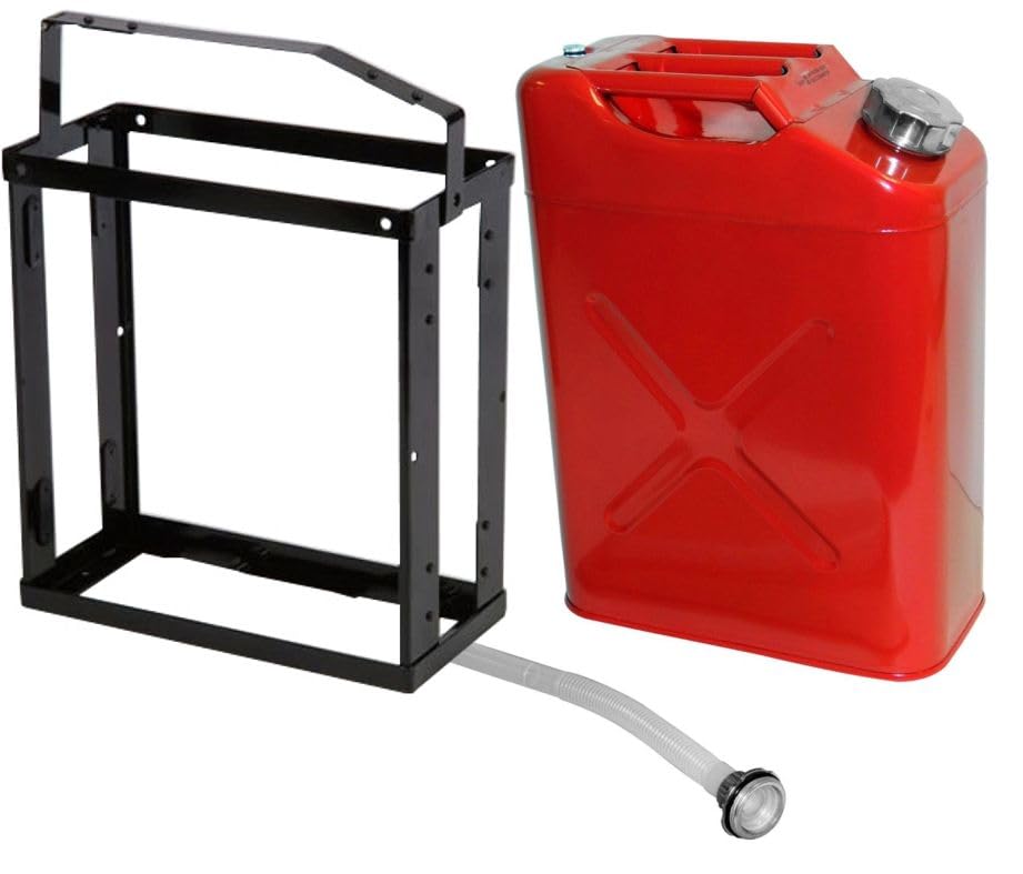 BILLET4X4 HD Jerry CAN Holder with Classic 5 Gallon Steel Jerry can - Gas - NATO Dimensions (CARB and EPA Approved for All 50 States)