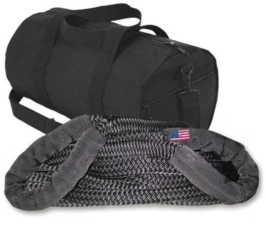 BILLET4X4 U.S. Made 1 inch X 10 ft Kinetic Recovery Rope (Snatch Rope) Military-Grade (Black) with Heavy-Duty Carry Bag (4X4 Vehicle Recovery)