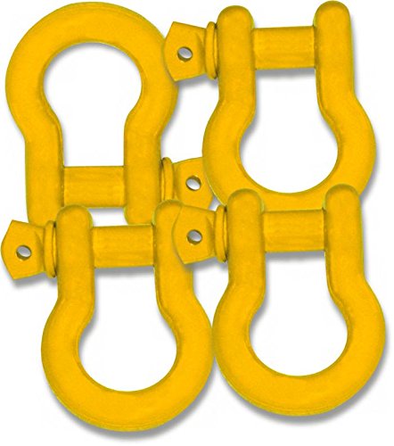 BILLET4X4 3/4 inch D-Shackles 4-3/4 TON – Safety Yellow Powdercoated (Set of 4) (4X4 Recovery)
