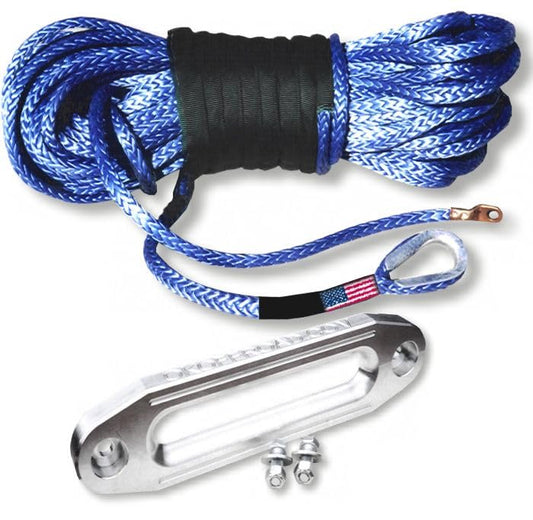 U.S. Made Synthetic Winchrope Kit - 3/8 inch x 100 feet with Hawse Fairlead (4X4 Off-Road Vehicle Recovery)