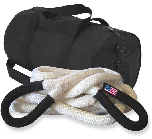 BILLET4X4 U.S. Made Kinetic Recovery Rope (MEGA) - 1-1/2 inch X 30 ft (Snatch Rope) with Heavy-Duty Carry Bag (4X4 Vehicle Recovery)