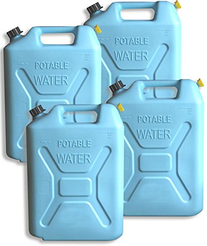 BILLET4X4 (Set of 4) 5 Gallon POLYETHYLENE Water CANS (w/Nozzle) - BPA Free!