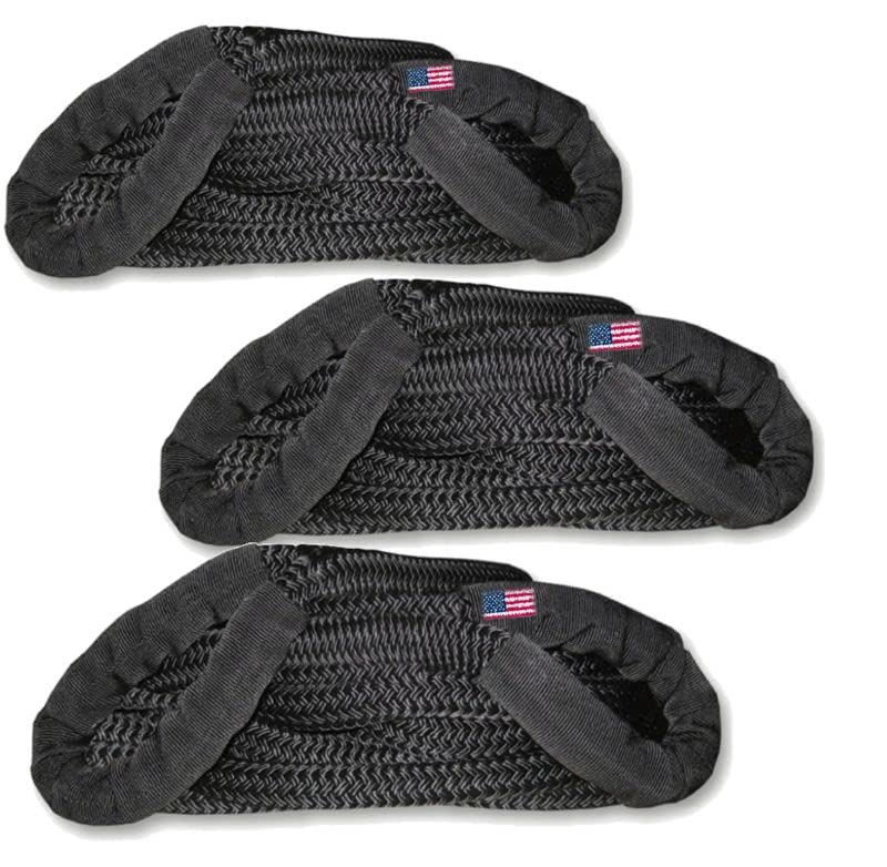 Bulk Order Qty 3 - U.S. Made Kinetic Snatch Rope Military-Grade - 1 inch X 30 ft w/Heavy-Duty Carry Bag (4X4 Extraction)